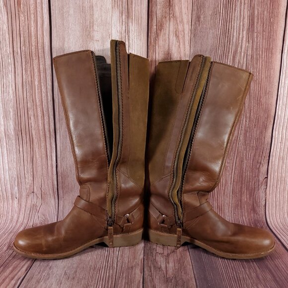 Teva Womens 7.5 De La Vina Dos Tall Boots Brown Leather Zip Waterproof 1017143 - Picture 8 of 15